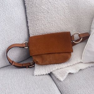MANGO Suede Belt Bag with Golden Hardware